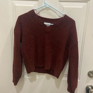 Wine red cropped sweater